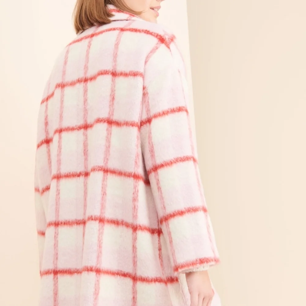 NWOT Anthropologie Eva Franco strawberry plaid coat - Picture 2 of 16